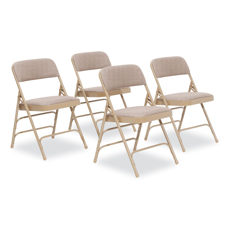 NPS 2300 Series Fabric Triple Brace Double Hinge Premium Folding Chair, Supports Up to 500 lb, Cafe Beige, 4/Carton (NPS2301)