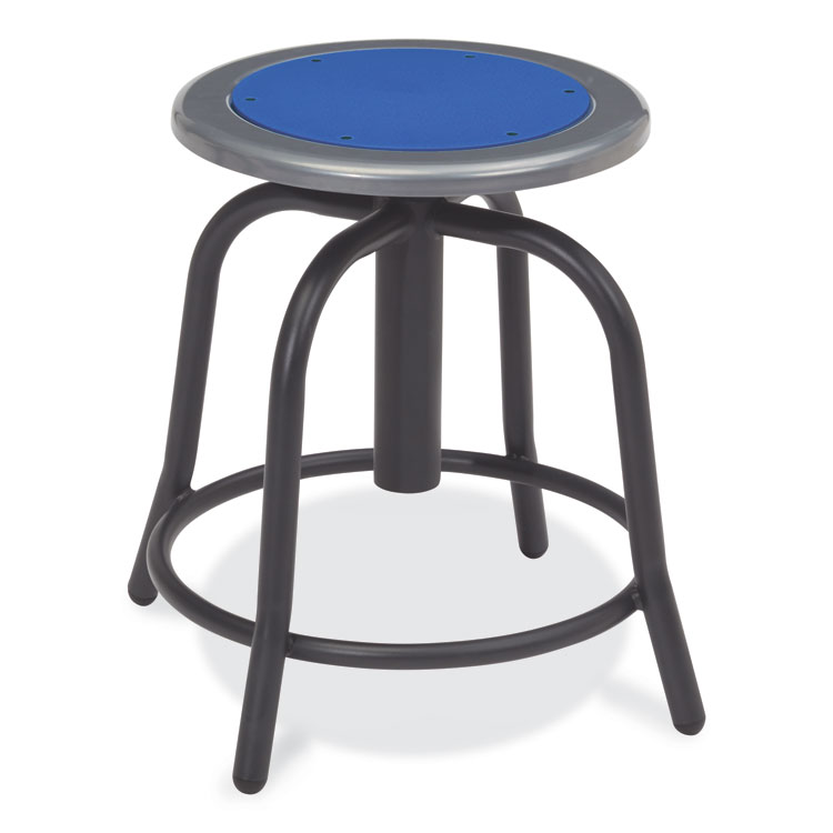 NPS 6800 Series Height Adjustable Metal Seat Stool, Supports Up to 300 lb, 18" to 24" Seat Height, Persian Blue Seat/Black Base (NPS682510)