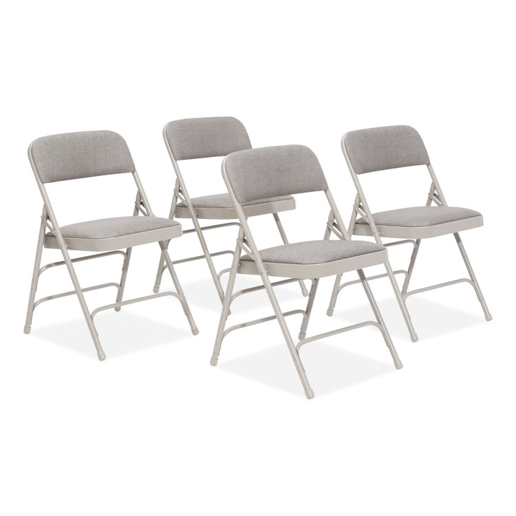 NPS 2300 Series Fabric Triple Brace Double Hinge Premium Folding Chair, Supports Up to 500 lb, Greystone, 4/Carton (NPS2302)