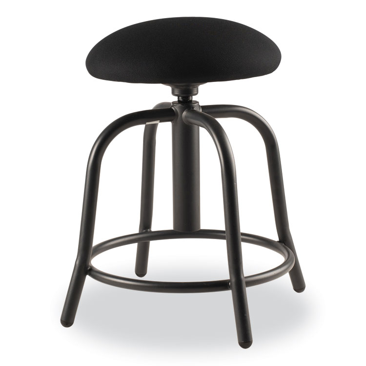 NPS 6800 Series Height Adjustable Fabric Seat Swivel Stool, Supports Up to 300 lb, 18" to 25" Seat Height, Black Seat/Base (NPS6810S10)