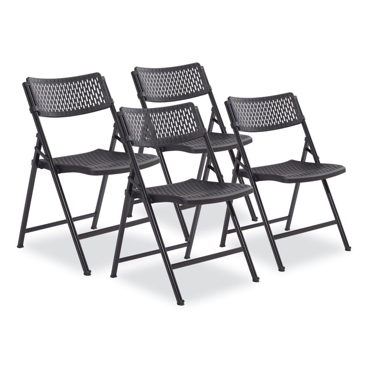 NPS AirFlex Series Premium Poly Folding Chair, Supports Up to 1,000 lb, 17.25" Seat Height, Black, 4/Carton (NPS1410)