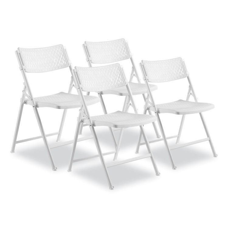 NPS AirFlex Series Premium Poly Folding Chair, Supports Up to 1,000 lb, 17.25" Seat Height, White Seat/Back/Base, 4/Carton (NPS1421)