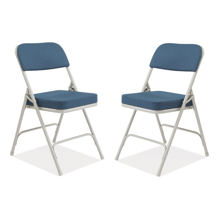 NPS 3200 Series Fabric Dual-Hinge Folding Chair, Supports Up to 300 lb, Regal Blue Seat, Regal Blue Back, Gray Base, 2/Carton (NPS3215)