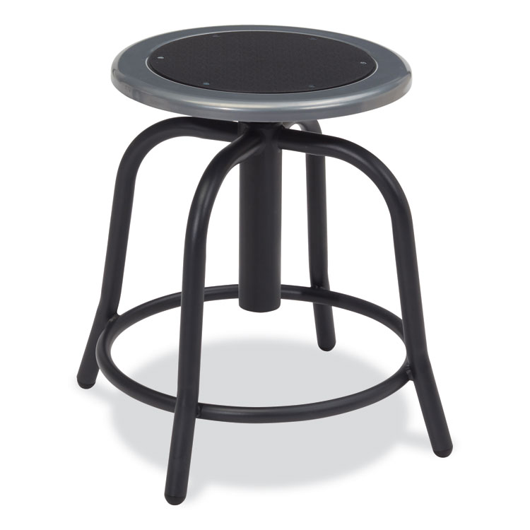 NPS 6800 Series Height Adjustable Metal Seat Swivel Stool, Supports Up to 300 lb, 18" to 24" Seat Height, Black Seat/Base (NPS681010)