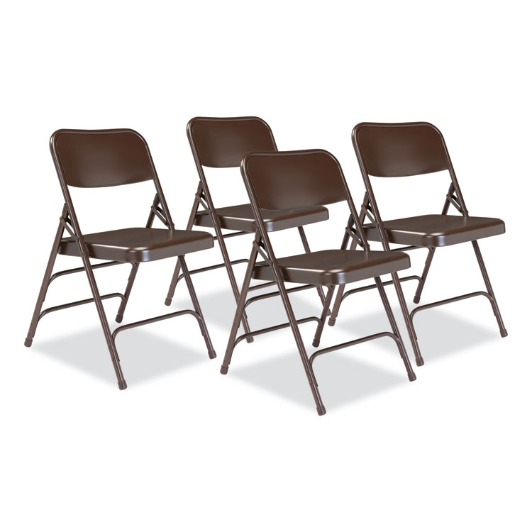 NPS 300 Series Deluxe All-Steel Triple Brace Folding Chair, Supports Up to 480 lb, 17.25" Seat Height, Brown, 4/Carton (NPS303)