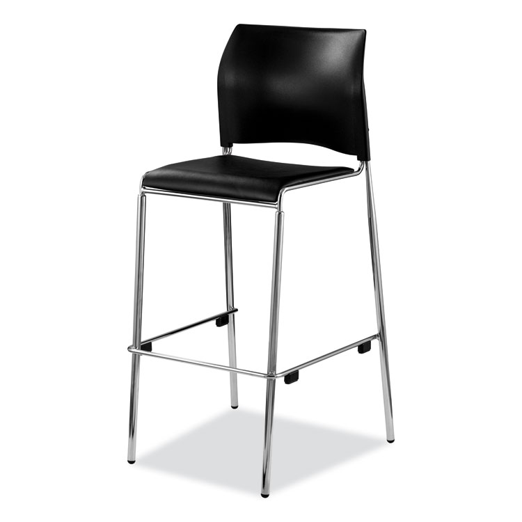 NPS Cafetorium Bar Height Stool, Padded Seat/Back, Supports Up to 500 lb, 31" Seat Height, Black Seat, Black Back,Chrome Base (NPS8710B1110)