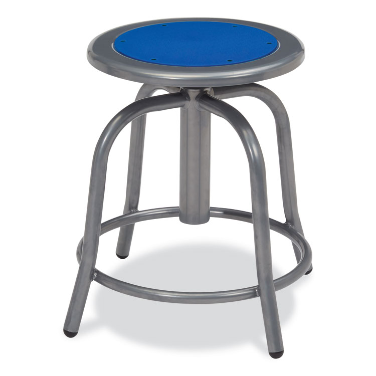 NPS 6800 Series Height Adjustable Metal Seat Stool, Supports Up to 300 lb, 18" to 24" Seat Height, Persian Blue Seat/Gray Base (NPS682502)
