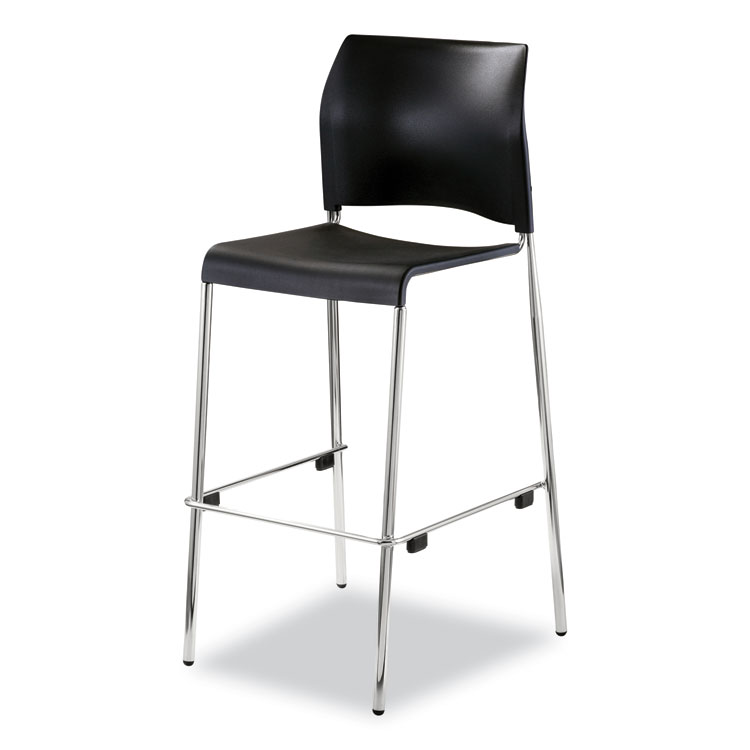 NPS Cafetorium Bar Height Stool, Supports Up to 500 lb, 31" Seat Height, Black Seat, Black Back, Chrome Base (NPS8810B1110)