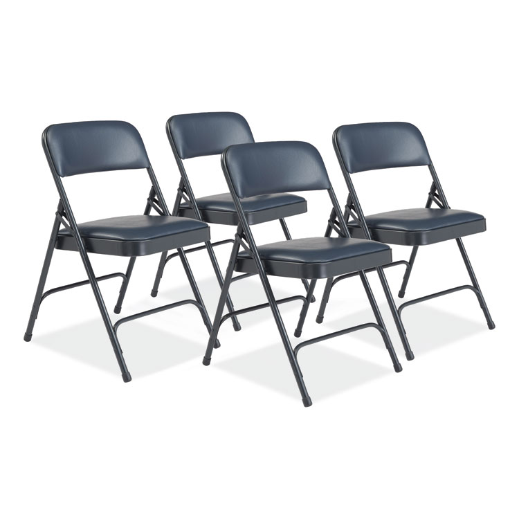 NPS 1200 Series Vinyl Dual-Hinge Folding Chair, Supports Up to 500 lb, 17.75" Seat Height, Dark Midnight Blue, 4/Carton (NPS1204)