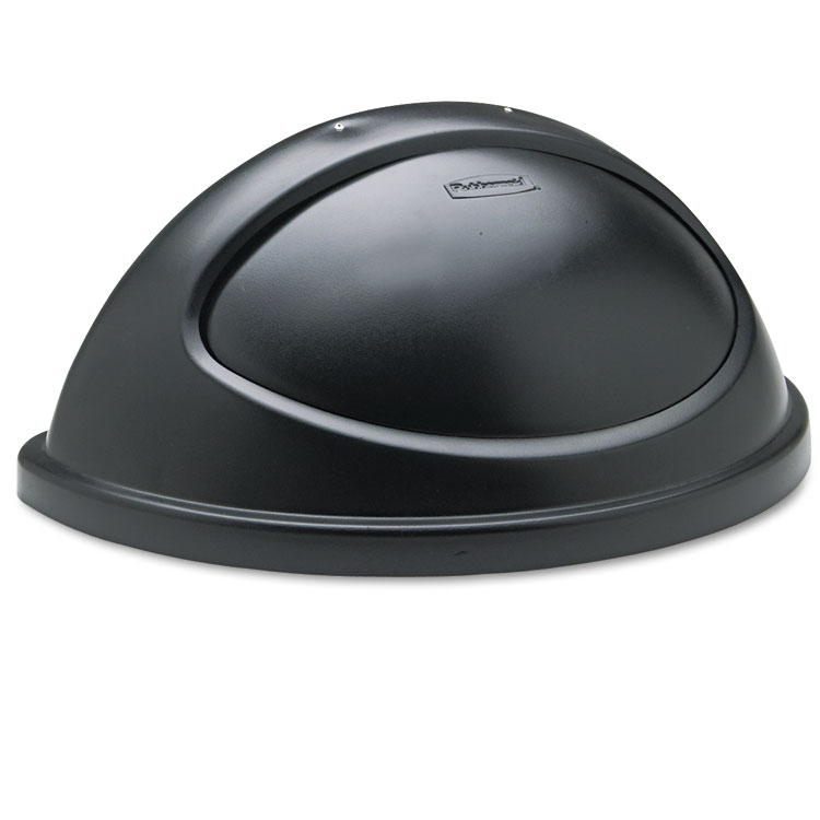 Rubbermaid Commercial Untouchable Plastic Half-Round Lid, 21.38w x 12.38d x 9.13h, Black (RCP362000BK)