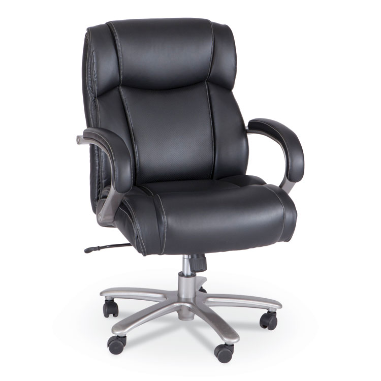 Safco Lineage Big and Tall Mid Back Task Chair 28" Back, Supports Up to 400 lb, 21.5" - 25.25" Seat Height, Black Seat, Chrome Base (SAF3503BL)