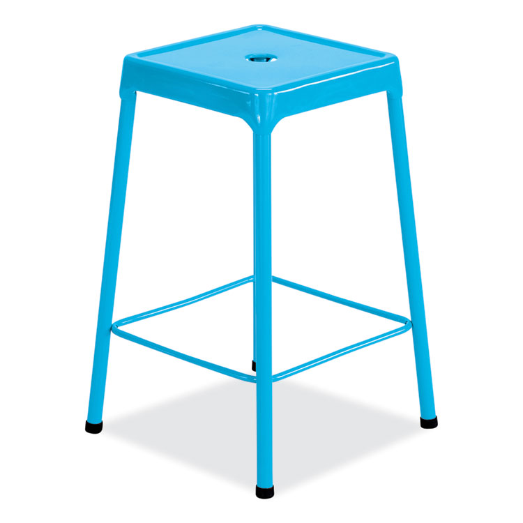 Safco Steel Counter Stool, Backless, Supports Up to 250 lb, 25" Seat Height, Baby Blue Seat, Baby Blue Base (SAF6605BU)