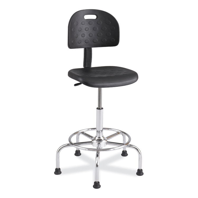 Safco Workfit Economy Industrial Chair, Supports Up to 400 lb, 22" to 30" Seat Height, Black Seat, Black Back, Silver Base (SAF6950BL)