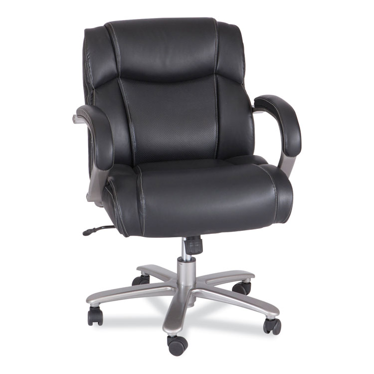 Safco Lineage Big and Tall Mid Back Task Chair 24.5" Back, Supports 350 lb, 19.5" to 23.25" Seat Height, Black Seat, Chrome Base (SAF3504BL)