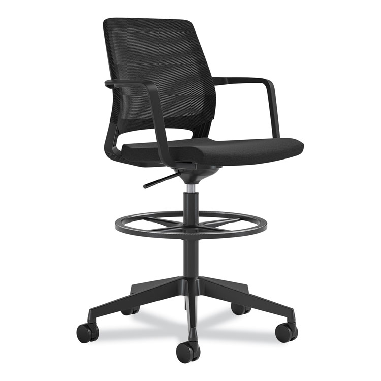 Safco Medina Extended-Height Chair, Supports Up to 275 lb, 23" to 33" Seat Height, Black Seat, Black Back, Black Base (SAF6827BL)