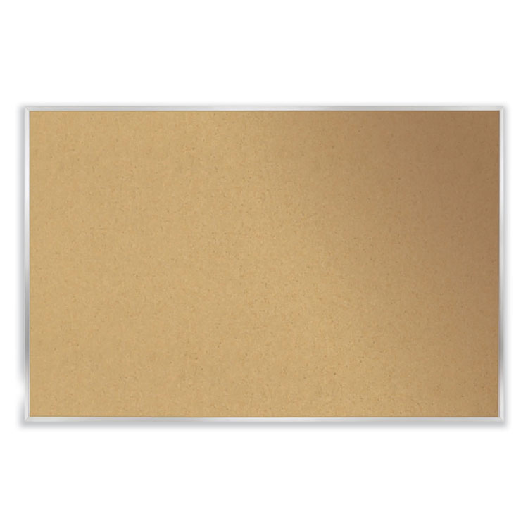 Ghent Aluminum-Frame Natural Corkboard, 96.5" x 48.5", Tan Surface, Satin Aluminum Frame (GHEAK48)