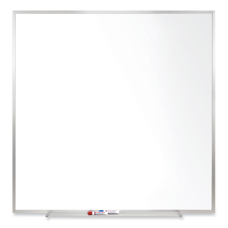 Ghent Magnetic Porcelain Whiteboard with Aluminum Frame, 48.5" x 48.5", White Surface, Satin Aluminum Frame (GHEM1444)