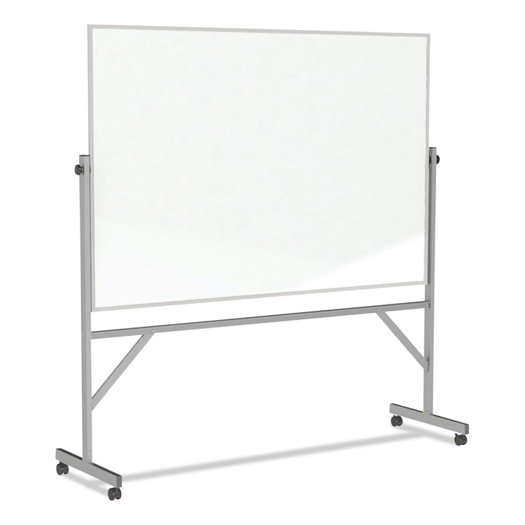 Ghent Reversible Magnetic Porcelain Whiteboard with Aluminum Frame, 101.25" x 78.25", White Surface, Satin Aluminum Frame (GHEARM1M148)