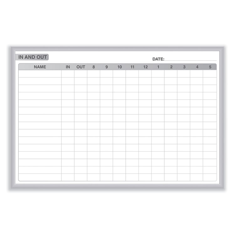Ghent In/Out Magnetic Whiteboard, Personnel In/Out Tracking Chart, 96.5" x 48.5", White/Gray Surface, Satin Aluminum Frame (GHEGRPM301E48)