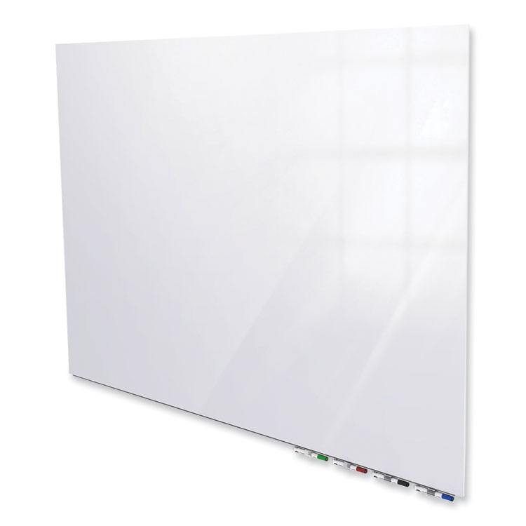 Ghent Aria Low-Profile Frameless Magnetic Glassboard, 72" x 48", White Surface (GHEARIASM46WH)