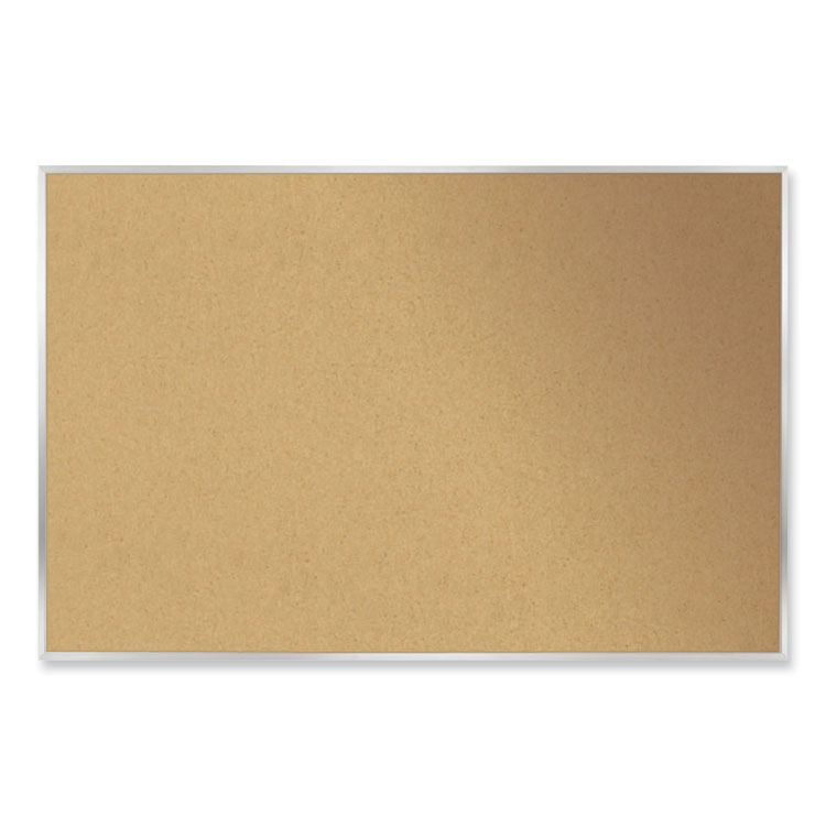 Ghent Aluminum-Frame Natural Corkboard, 46.5" x 36", Tan Surface, Satin Aluminum Frame (GHE13341)
