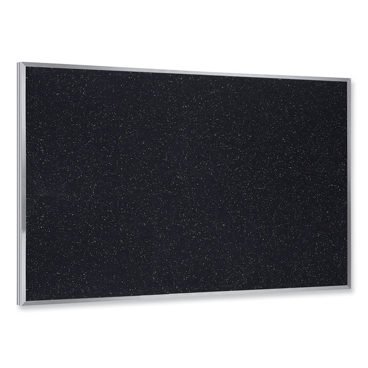 Ghent Aluminum-Frame Recycled Rubber Bulletin Boards, 36" x 24", Confetti Surface, Satin Aluminum Frame (GHEATR23CF)
