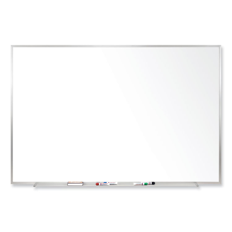 Ghent Magnetic Porcelain Whiteboard with Aluminum Frame, 48.5" x 36.5", White Surface, Satin Aluminum Frame (GHEM1341)