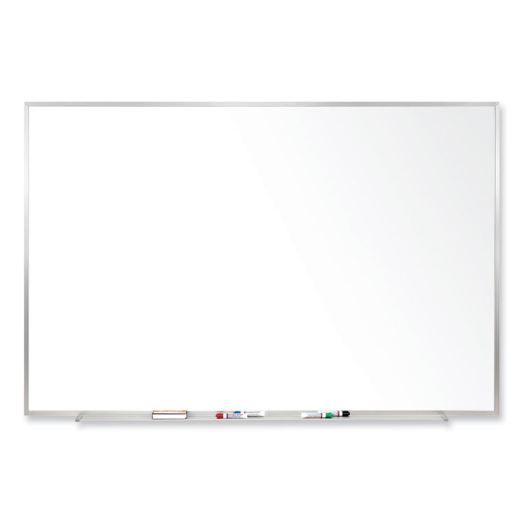 Ghent Magnetic Porcelain Whiteboard with Aluminum Frame, 36" x 24", White Surface, Satin Aluminum Frame (GHEM1231)