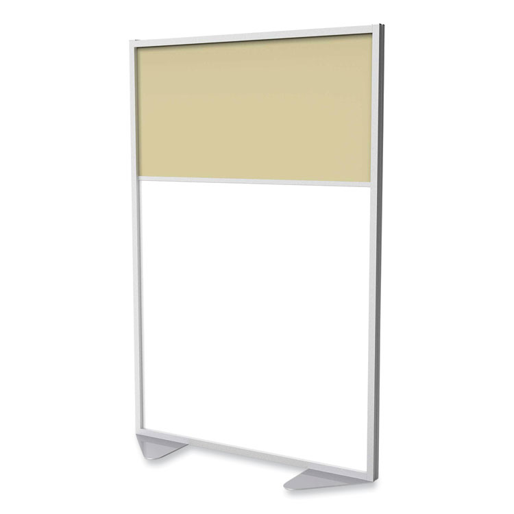 Ghent Floor Partition with Aluminum Frame and 2 Split Panel Infill, 48.06 x 2.04 x 71.86, White/Carmel (GHEMP7248208A)