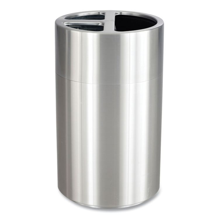 Safco Triple Recycling Receptacle, 40 gal, Steel, Brushed Aluminum (SAF9941SS)
