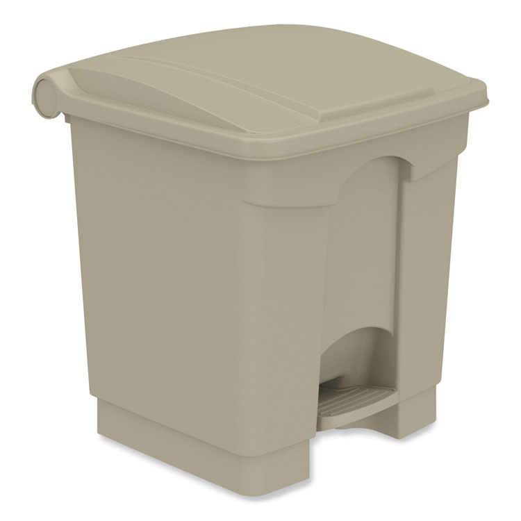 Safco Plastic Step-On Receptacle, 8 gal, Metal, Tan (SAF9924TN)