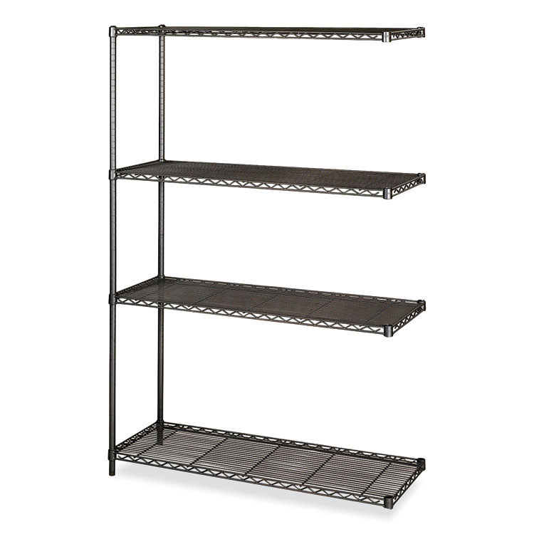 Safco Industrial Add-On Unit, Four-Shelf, 48w x 18d x 72h, Steel, Black (SAF5292BL)