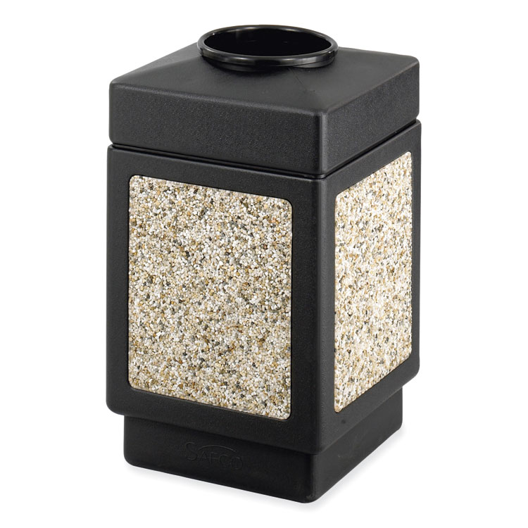 Safco Canmeleon Aggregate Panel Receptacles, Top-Open, 38 gal, Polyethylene, Black (SAF9471NC)
