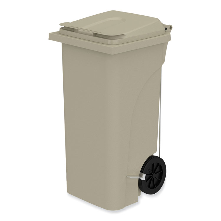Safco Plastic Step-On Receptacle, 32 gal, Metal, Tan (SAF9926TN)