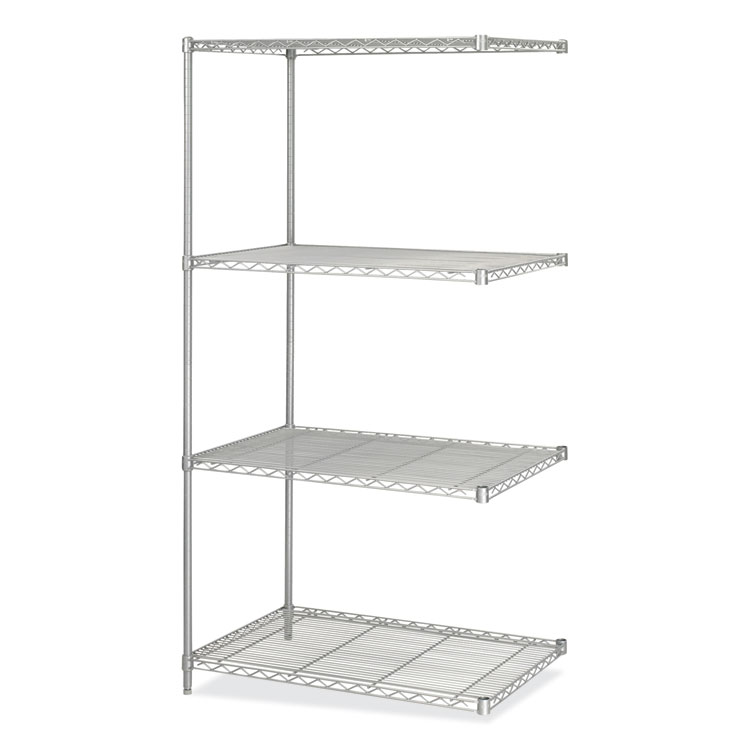 Safco Industrial Add-On Unit, Four-Shelf, 36w x 24d x 72h, Steel, Metallic Gray (SAF5289GR)