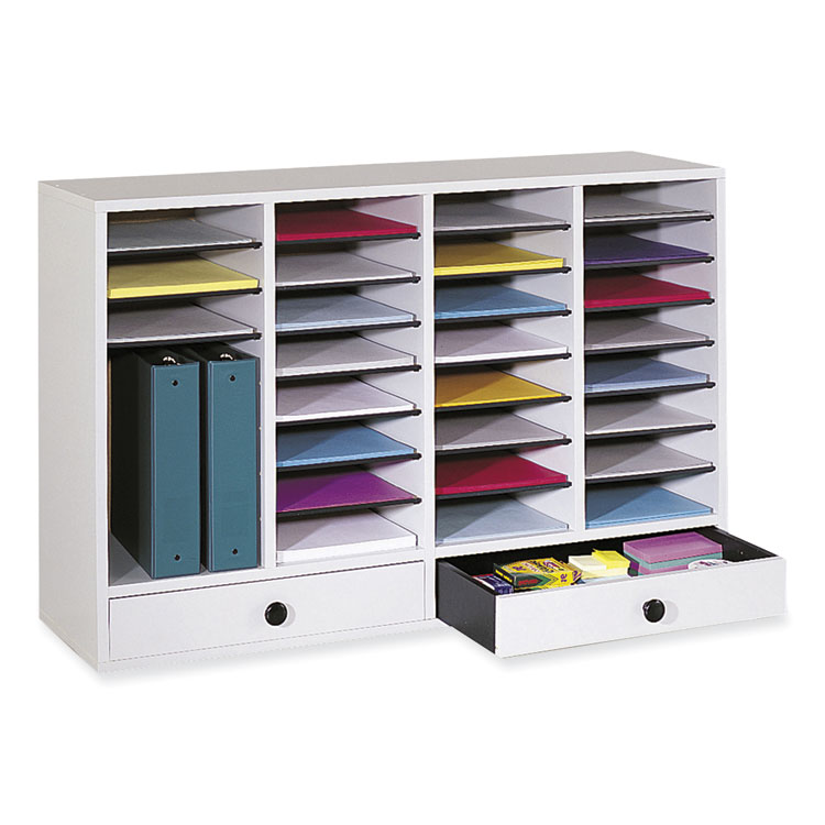Safco Wood Adjustable Literature Organizer, 32 Compartments, 39.25 x 11.75 x 25.25, Gray (SAF9494GR)