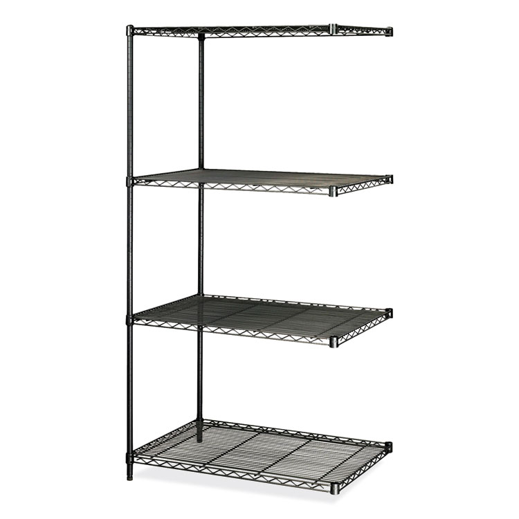 Safco Industrial Add-On Unit, Four-Shelf, 36w x 24d x 72h, Steel, Black (SAF5289BL)