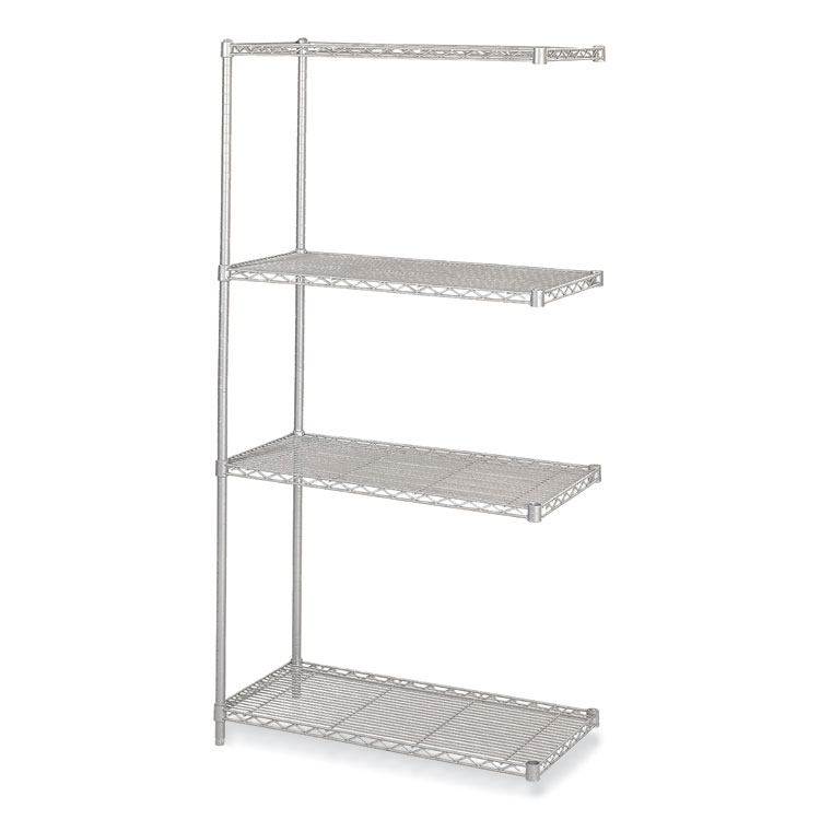 Safco Industrial Add-On Unit, Four-Shelf, 36w x 18d x 72h, Steel, Metallic Gray (SAF5286GR)
