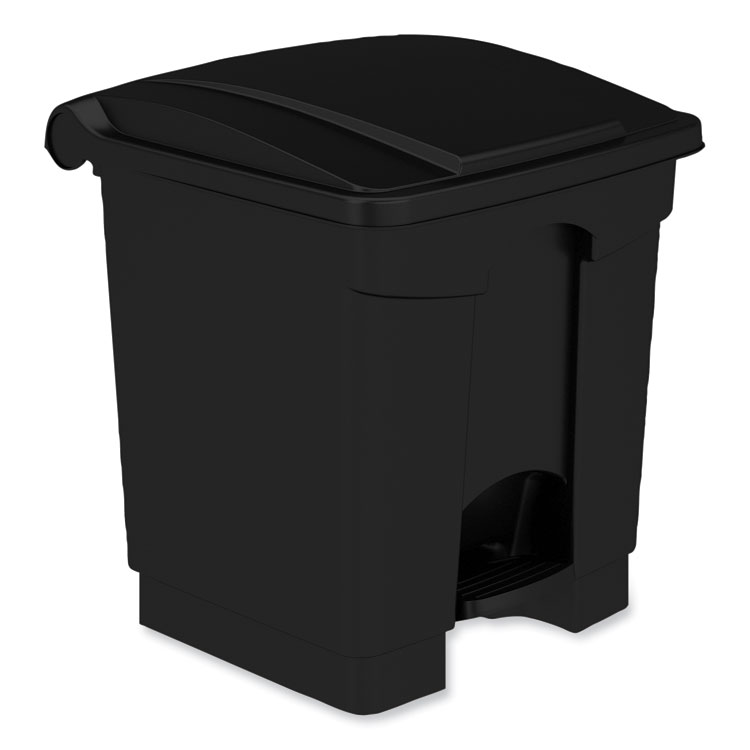 Safco Plastic Step-On Receptacle, 8 gal, Metal, Black (SAF9924BL)