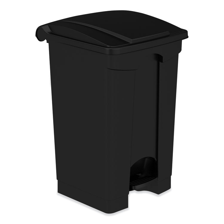 Safco Plastic Step-On Receptacle, 12 gal, Plastic, Black (SAF9925BL)