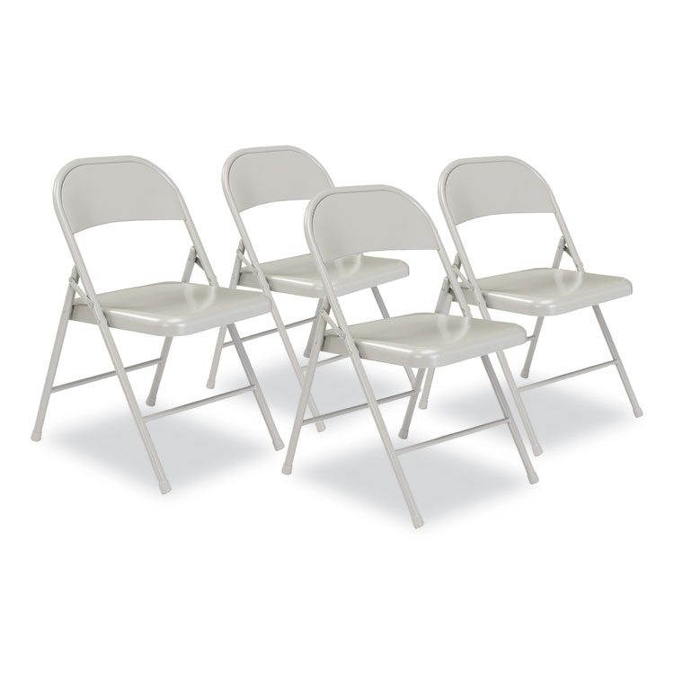 BASICS by NPS 900 Series All-Steel Folding Chair, Supports Up to 250 lb, 17.75" Seat Height, Gray Seat, Gray Back, Gray Base, 4/Cartpn (NPS902)