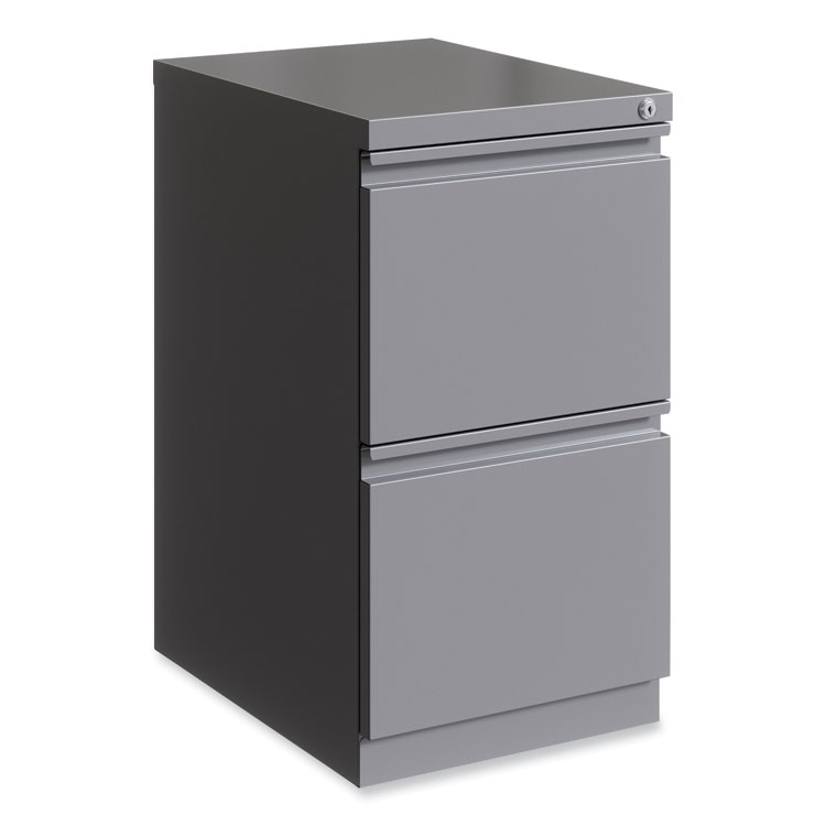 Hirsh Industries Full-Width Pull 20 Deep Mobile Pedestal File, 2-Drawer: File/File, Letter, Arctic Silver, 15 x 19.88 x 27.75 (HID24111)