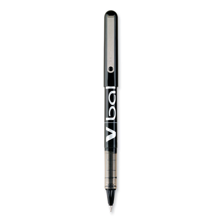 Pilot VBall Liquid Ink Rollerball Pen, Stick, Extra-Fine 0.5 mm, Black Ink, Black/Clear Barrel, Dozen (PIL35200)