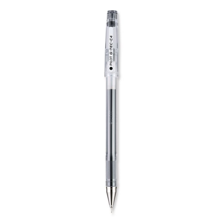 Pilot G-TEC-C Ultra Gel Pen, Stick, Ultra-Fine 0.4 mm, Black Ink, Clear/Black Barrel, Dozen (PIL35491)