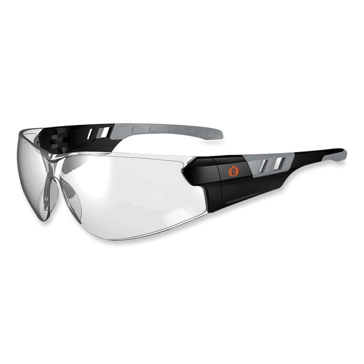 ergodyne Skullerz Saga Frameless Safety Glasses, Black Nylon Impact Frame, Indoor/Outdoor Polycarbonate Lens (EGO59180)