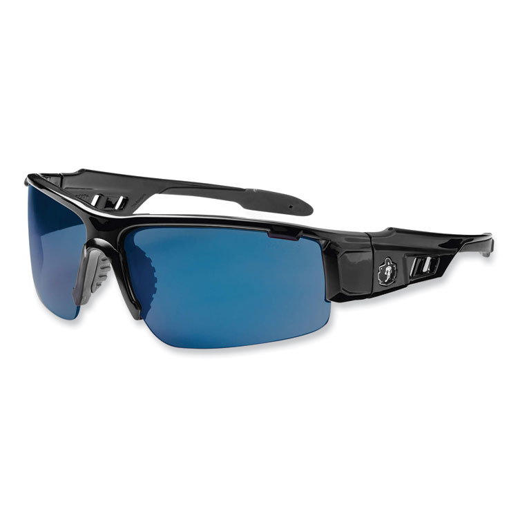 ergodyne Skullerz Dagr Safety Glasses, Black Nylon Impact Frame, Blue Mirror Polycarbonate Lens (EGO52092)