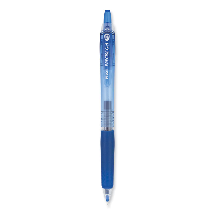 Pilot Precise Gel BeGreen Gel Pen, Retractable, Fine 0.7 mm, Blue Ink, Translucent Blue Barrel, Dozen (PIL15002)