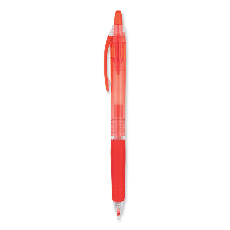 Pilot Precise Gel BeGreen Gel Pen, Retractable, Fine 0.7 mm, Red Ink, Translucent Red Barrel, Dozen (PIL15003)