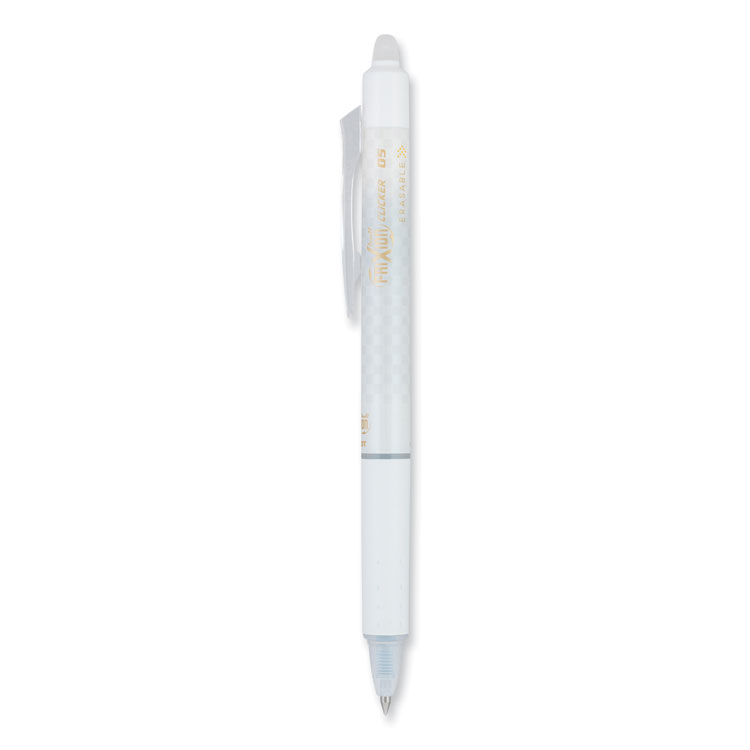Pilot FriXion Ball Clicker Erasable Gel Pen, Retractable, Extra-Fine 0.5 mm, Black Ink, White Barrel, Dozen (PIL15128)