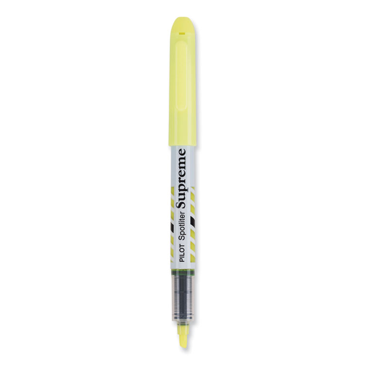 Pilot Spotliter Supreme Highlighter, Fluorescent Yellow Ink, Chisel Tip, Yellow/White Barrel, Dozen (PIL16008)
